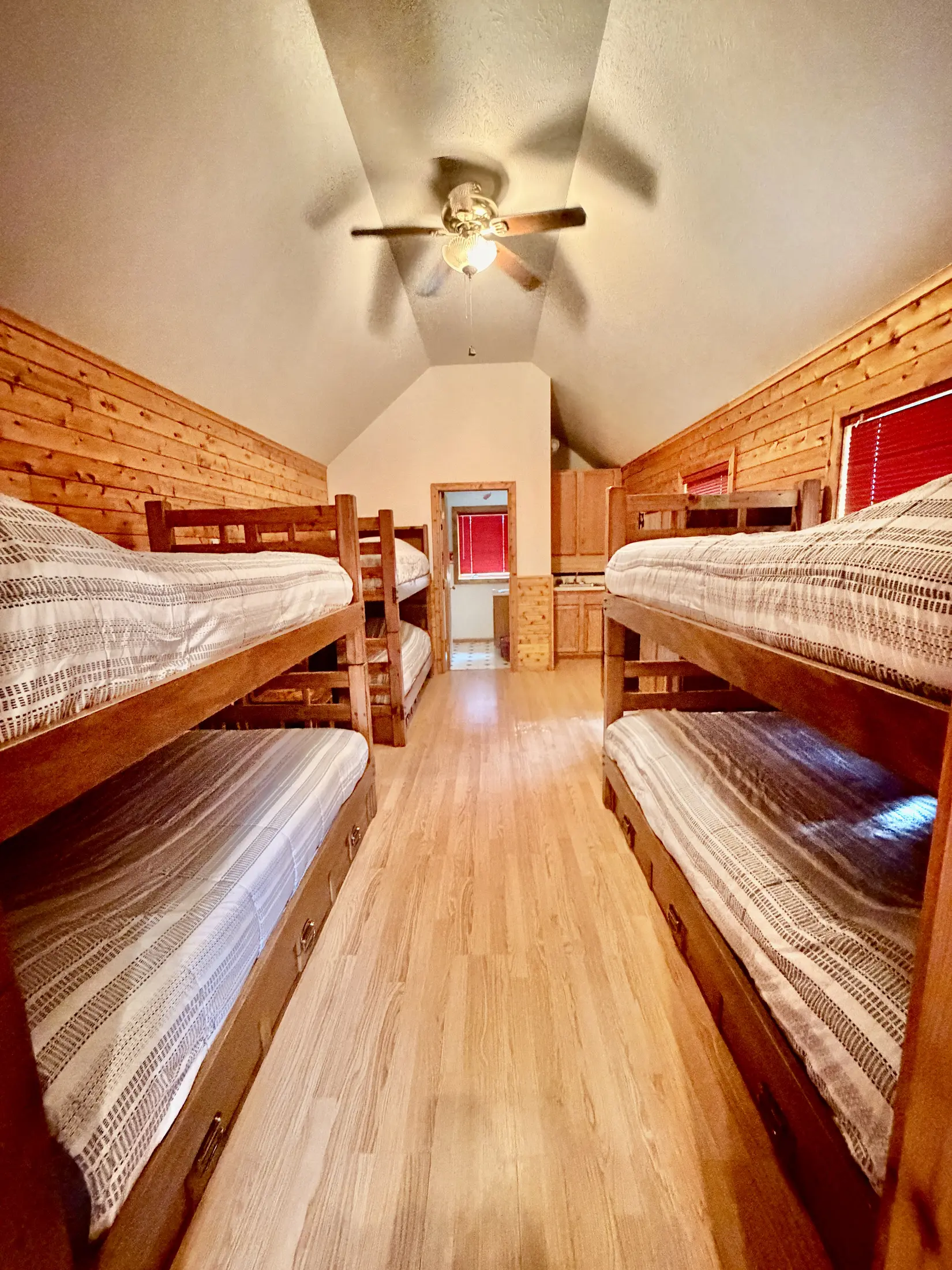 All six beds in the seasonal bunkhouse