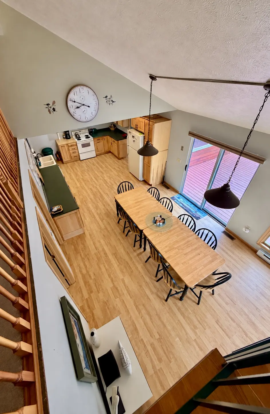 Dining table and kitchen